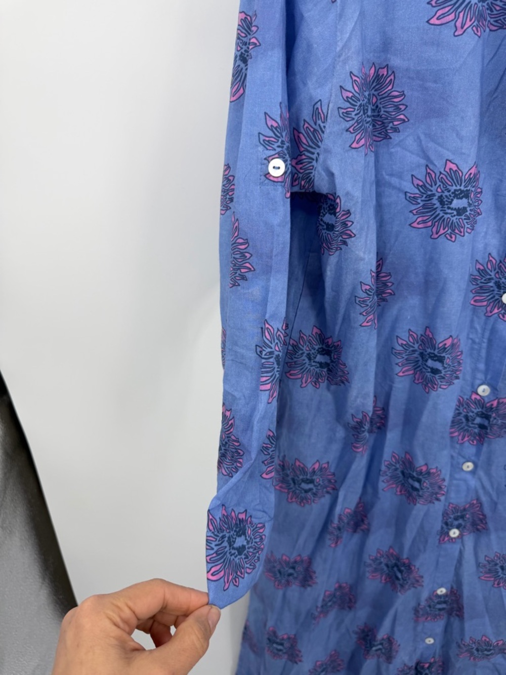 BINDU gaby tunic shirt dress in periwinkle blue pink sz S button front - Picture 4 of 12
